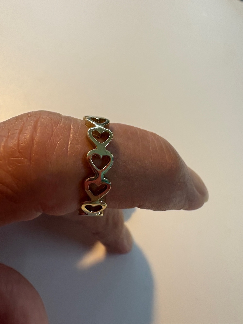 Gold Heart Link Ring Size 7